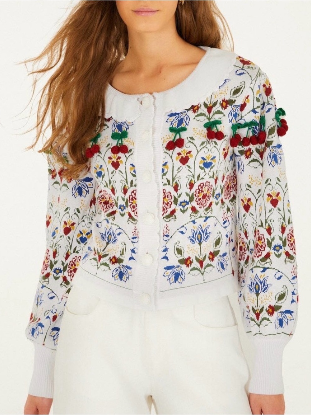 Farm RioStitched Garden Ainika Cherry Cardigan- M
